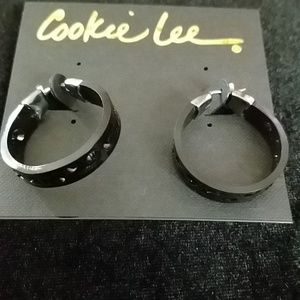 Black laser cut hoop earrings